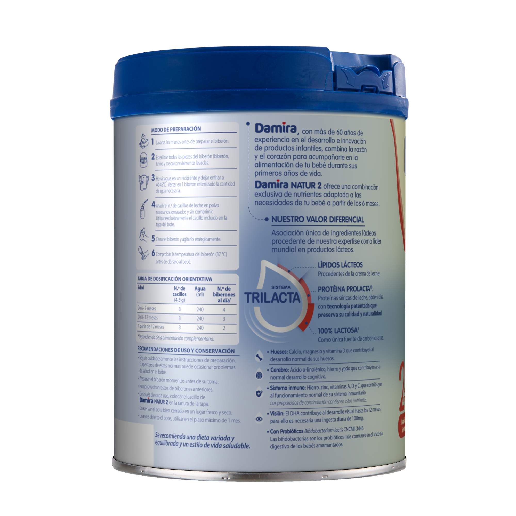 Leche Damira Natur 2 (3 x 800 gramos) - Imagen 4