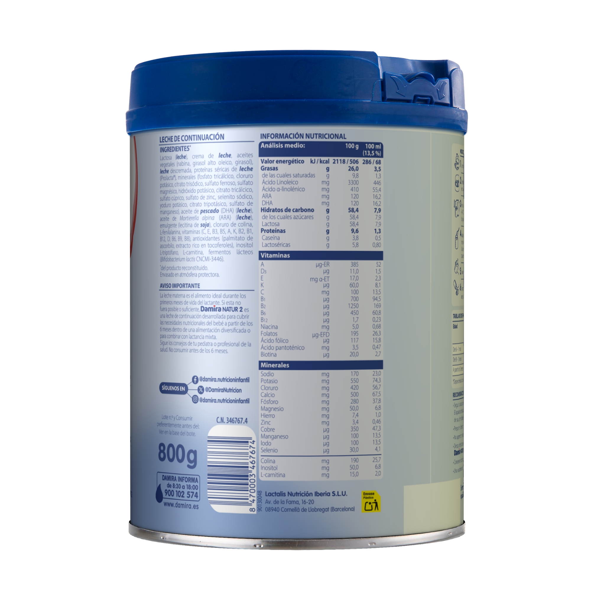 Leche Damira Natur 2 (3 x 800 gramos) - Imagen 3