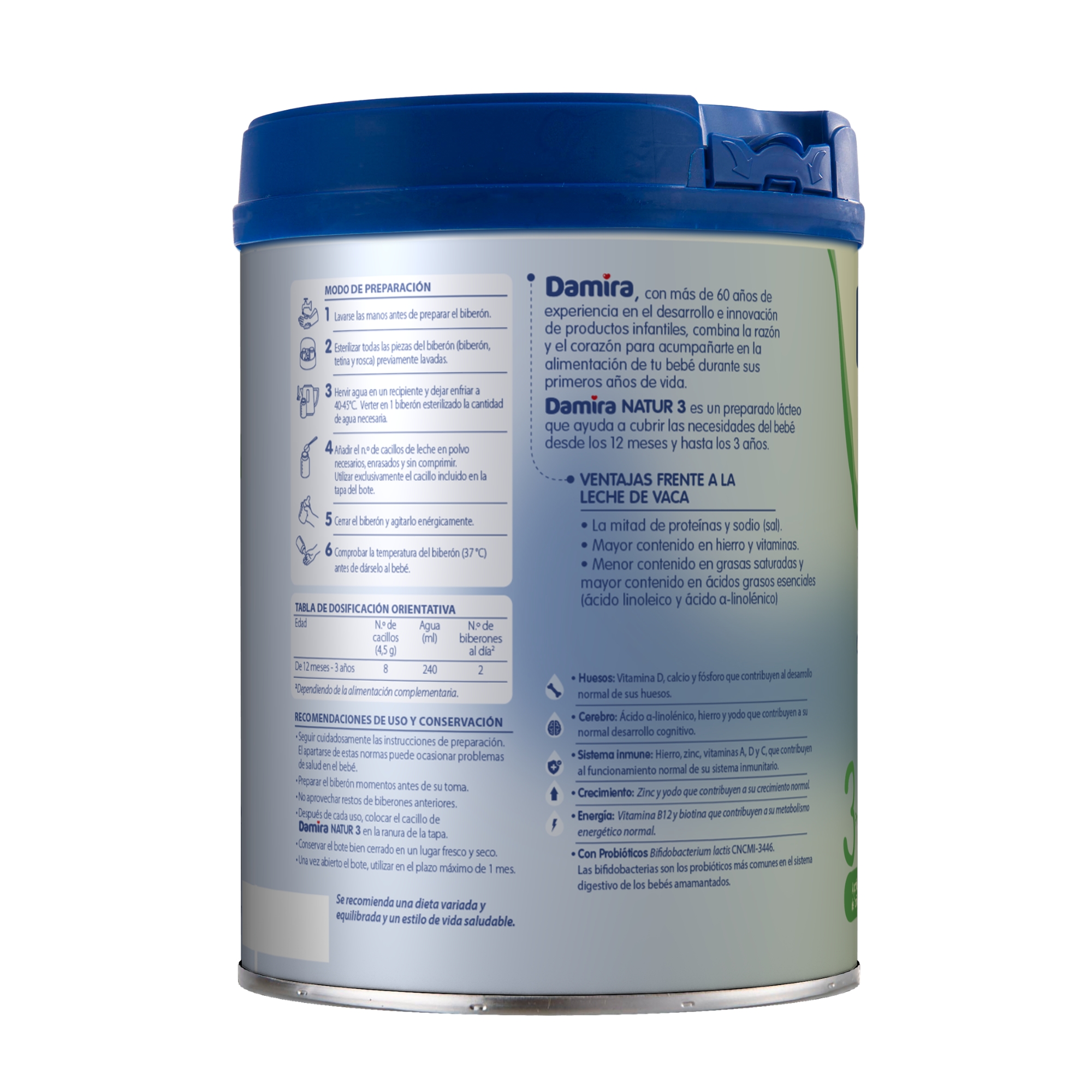 Leche Damira Natur 3 (6 x 800 gramos) - Imagen 3