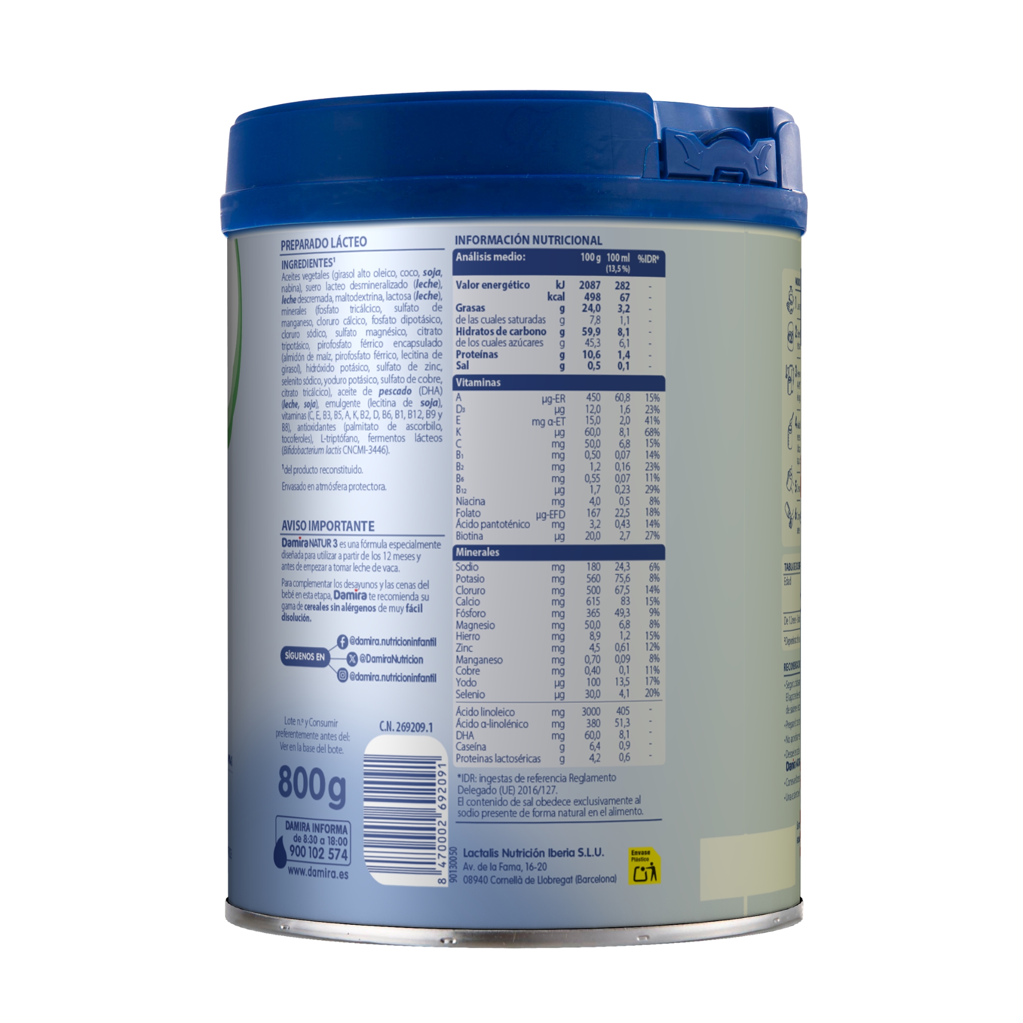 Leche Damira Natur 3 (6 x 800 gramos) - Imagen 4