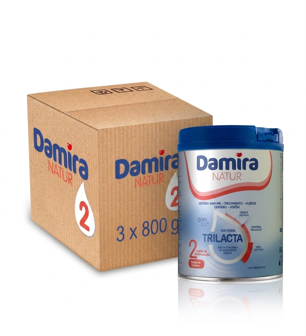 Leche Damira Natur 2 (3 x 800 gramos)