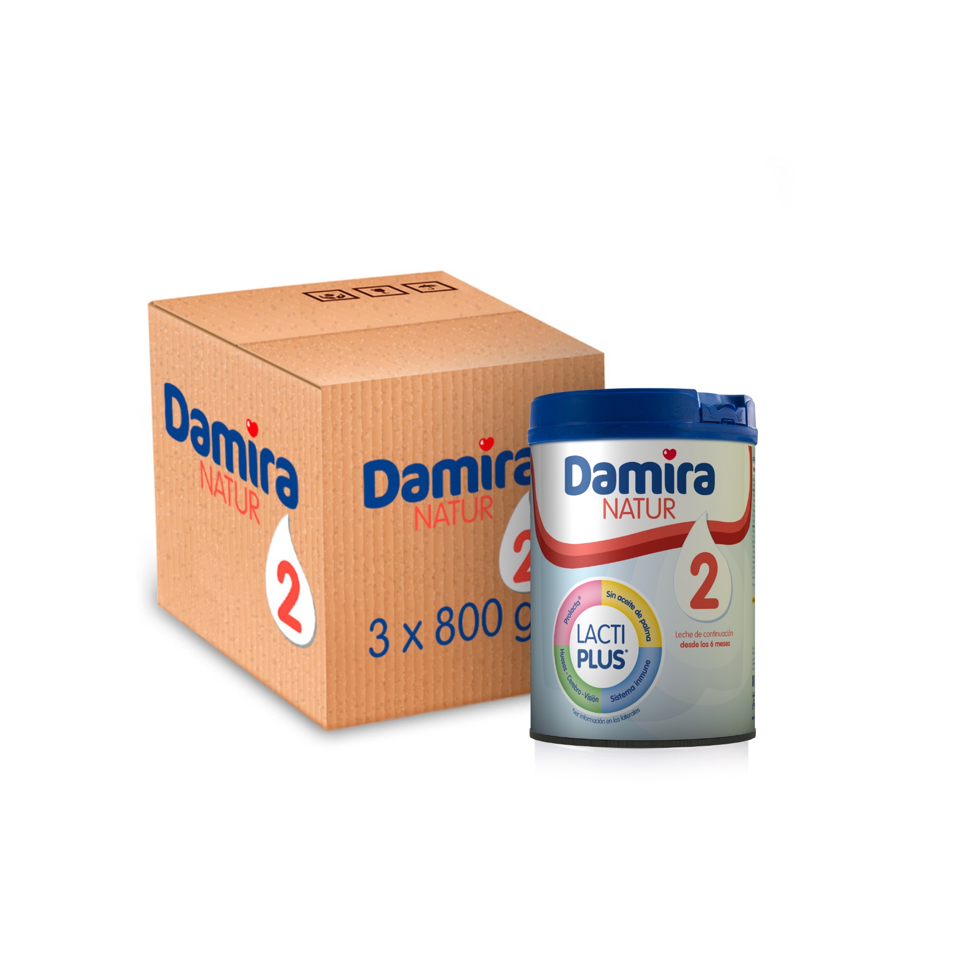 Leche Damira Natur 2 (3 x 800 gramos)